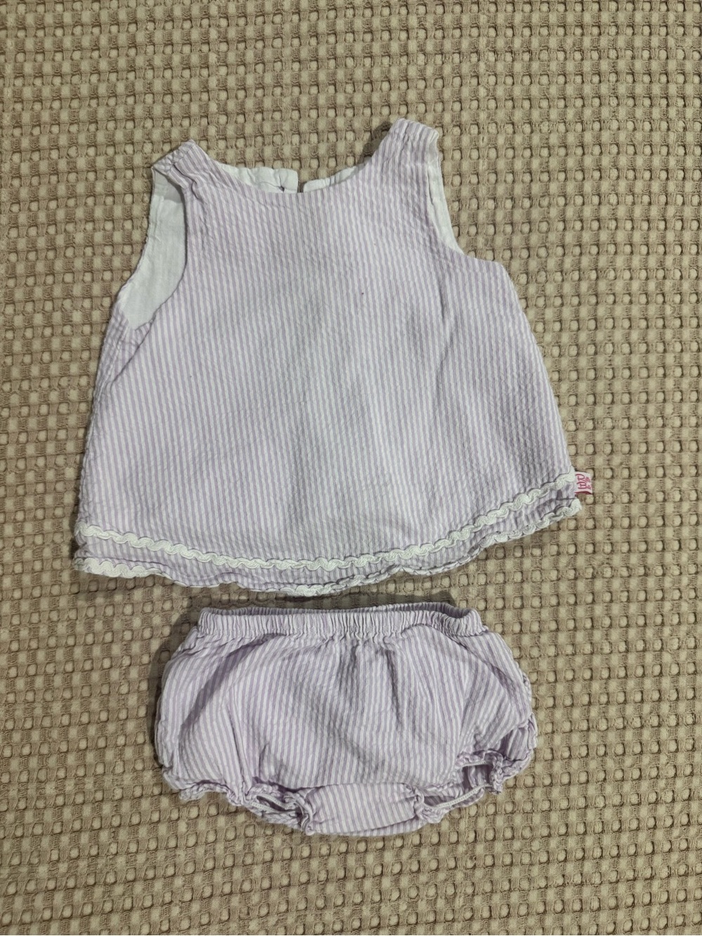 Ruffle Butts Two-Piece Lavender Seersucker Set